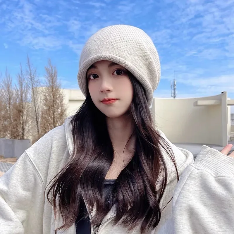 Women Fashion Hats - Gorro de malha capuz feminino inverno