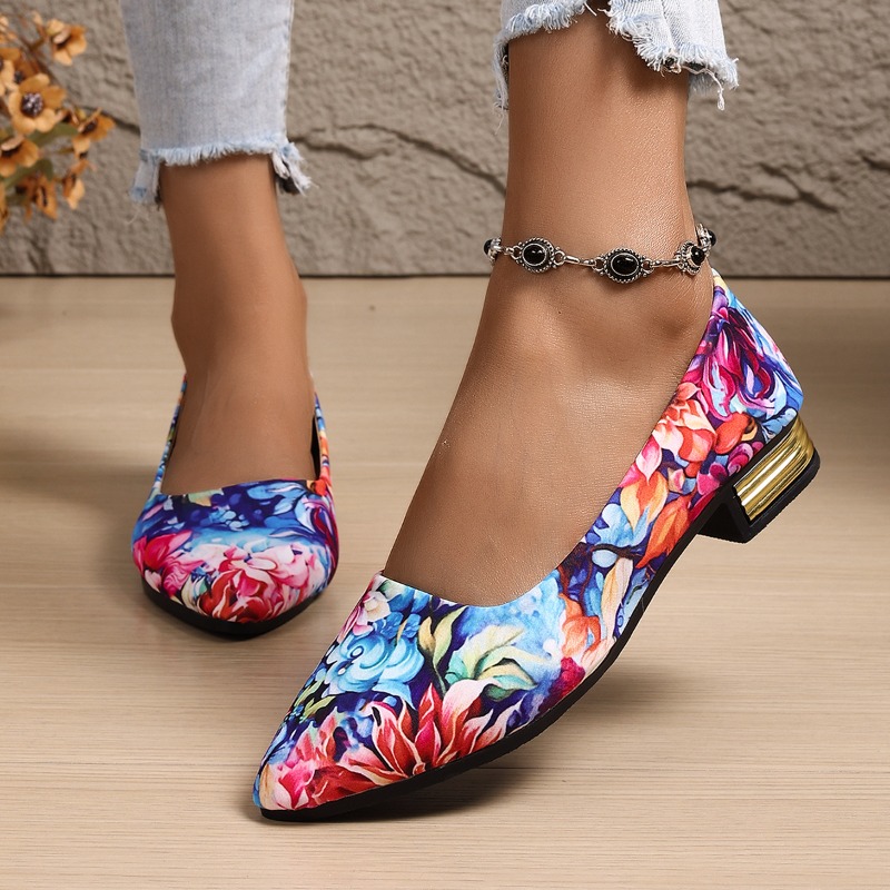 Women'S Fashion Shoes - Tamanho grande, salto grosso, sapato único