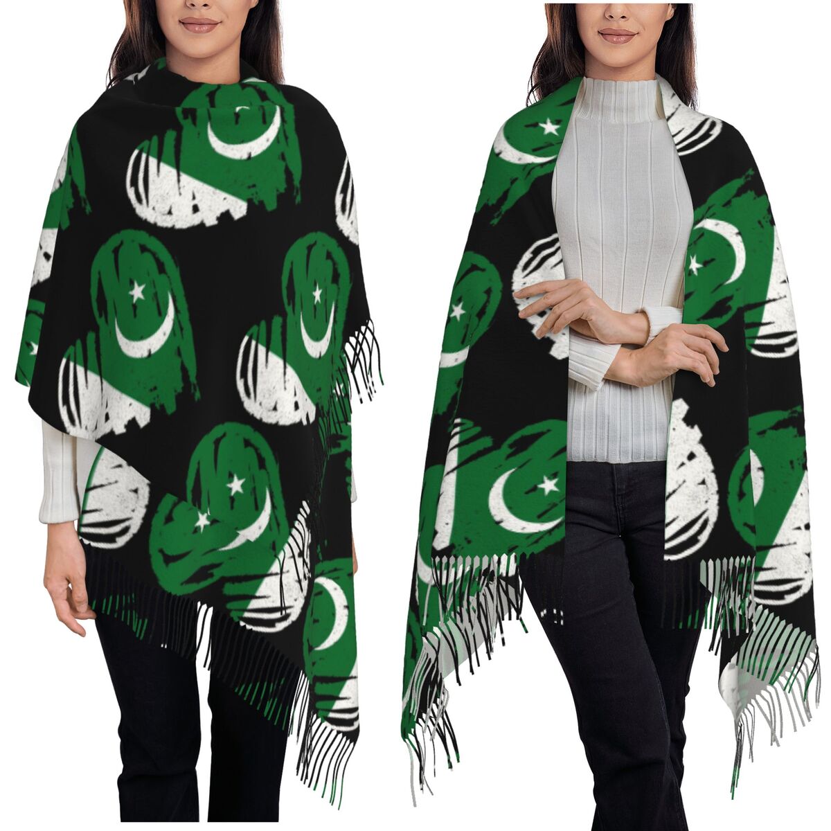 Women Fashion Pakistan - Eu amo bandeira do Paquistão cachecol