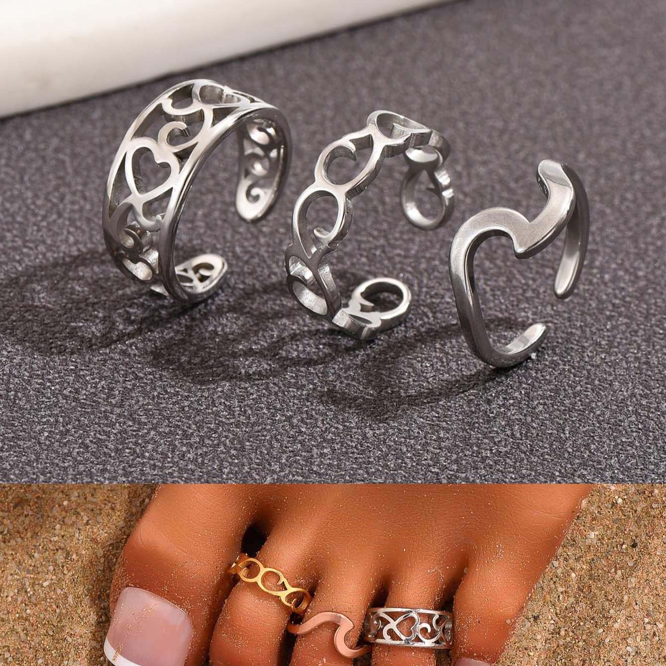 Women'S Fashion Rings Gold - Conjunto de anéis de dedo cheio