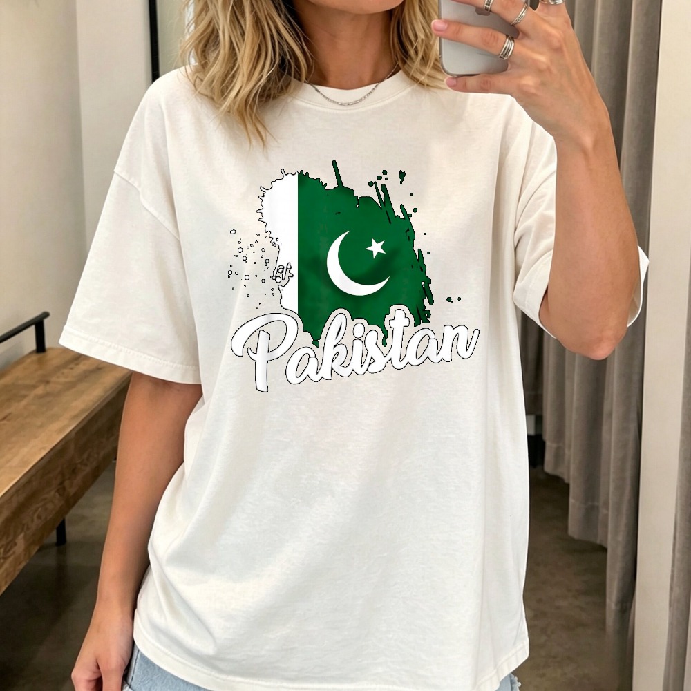 Women Fashion Pakistan - Camiseta com Estampa da Bandeira do