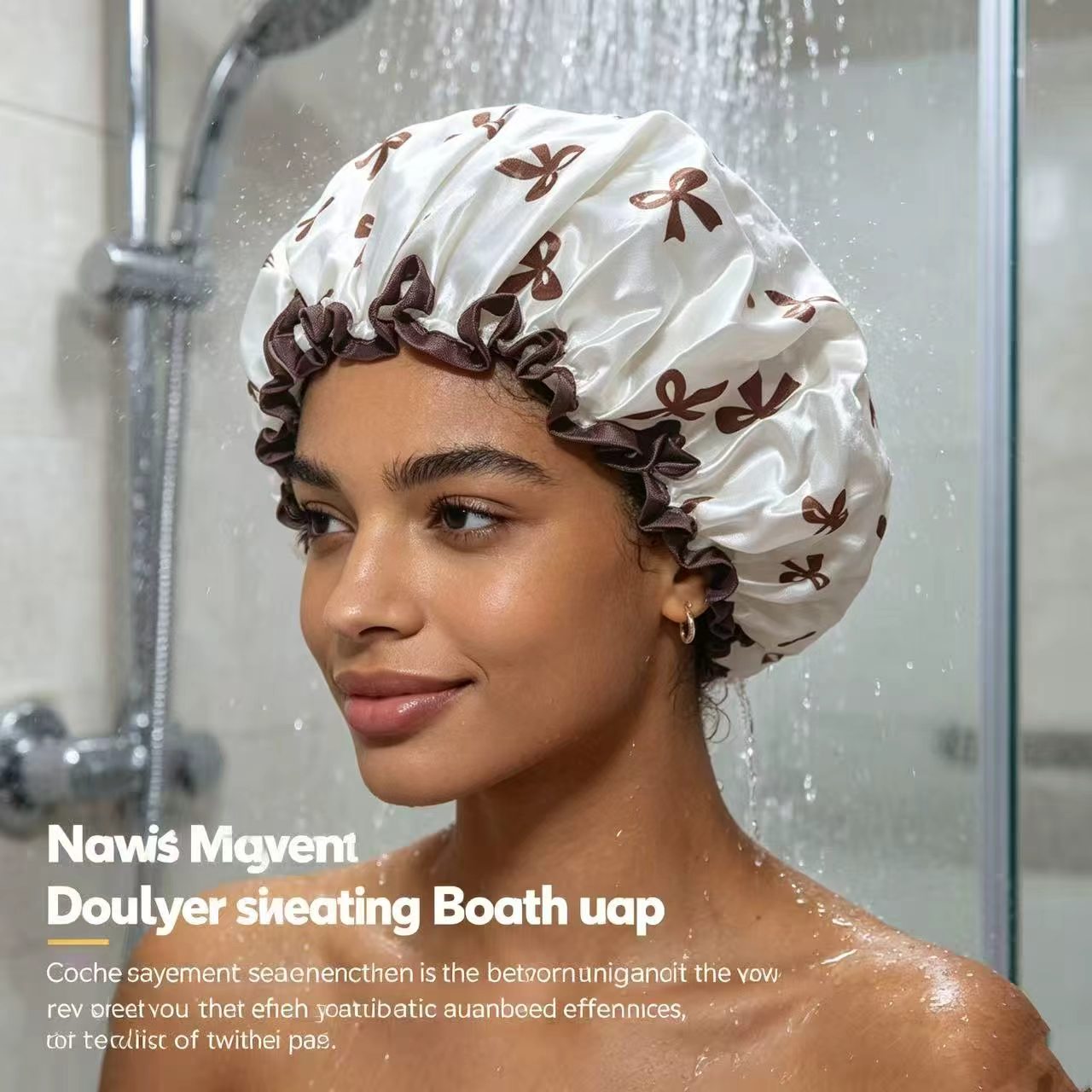 Women Fashion Hats - Touca de banho impermeável com laço