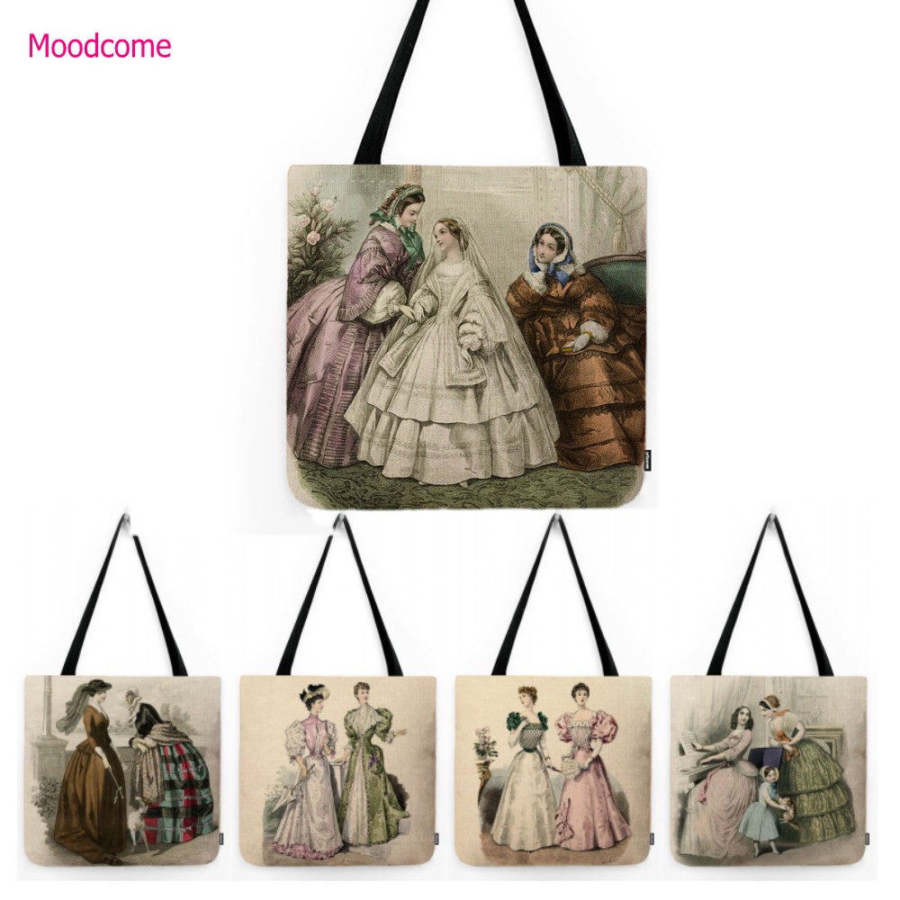 Women'S Fashion Victorian Era - Bolsa de ombro de linho de