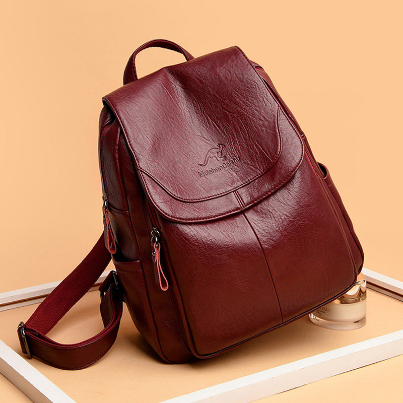 Mochila Vintage de Couro Macio - Women Fashion Online avaliação e preço