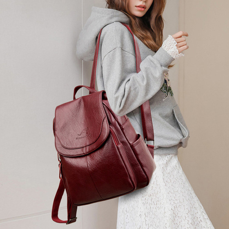 Mochila Vintage de Couro Macio - Women Fashion Online avaliação e preço