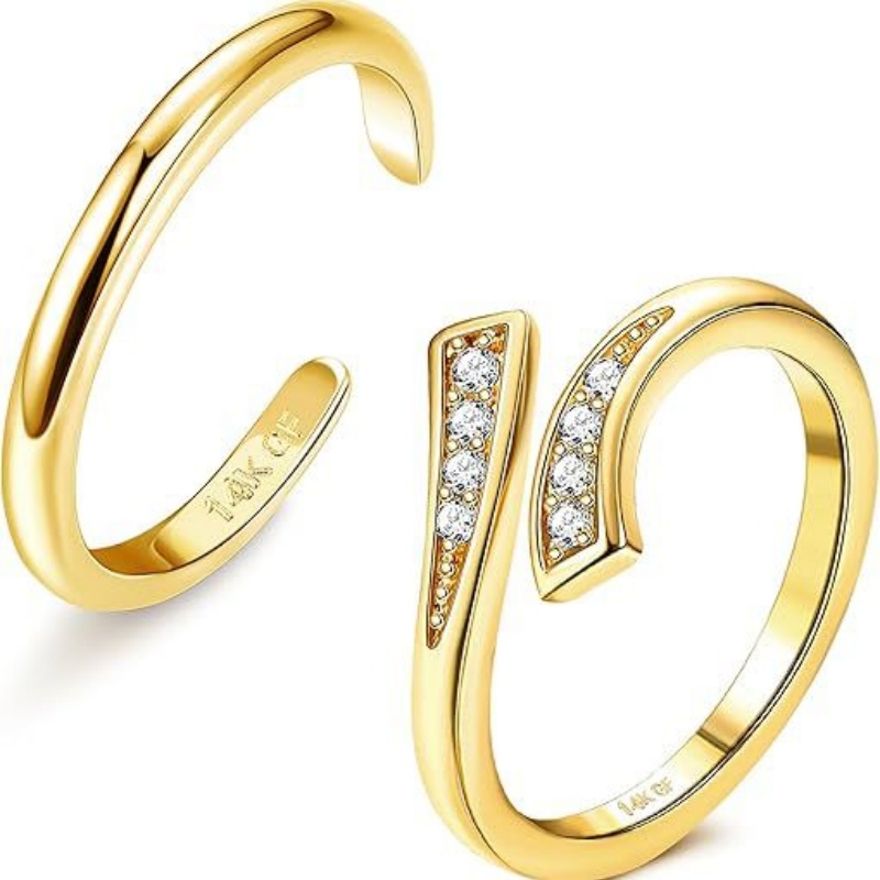 Anel de pé de zircônia ajustáv - Women'S Fashion Rings Gold avaliação e preço