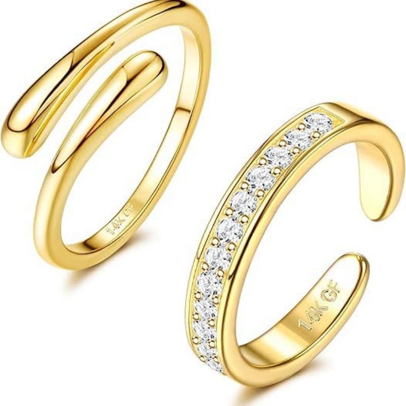 Anel de pé de zircônia ajustáv - Women'S Fashion Rings Gold avaliação e preço
