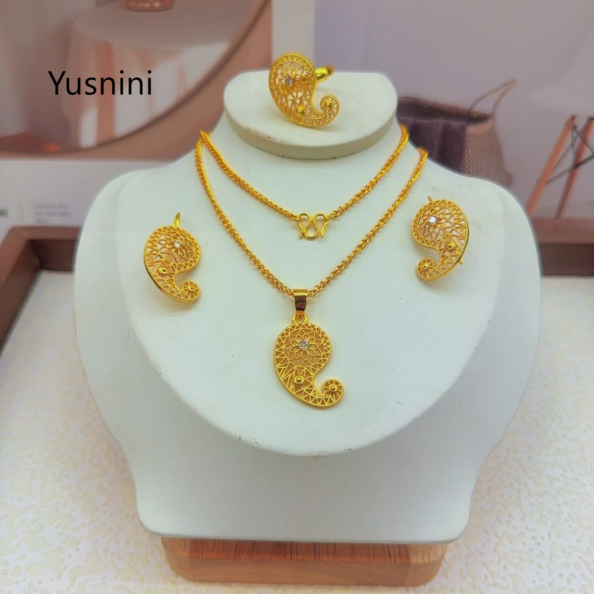 Novo Conjunto de Joias Românti - Women'S Fashion Rings Gold avaliação e preço