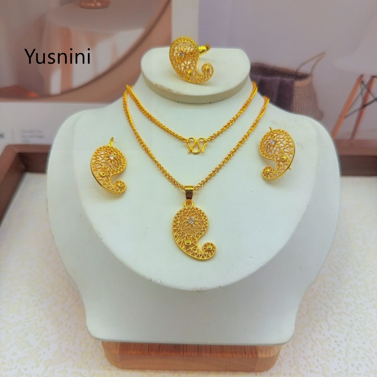 Novo Conjunto de Joias Românti - Women'S Fashion Rings Gold avaliação e preço