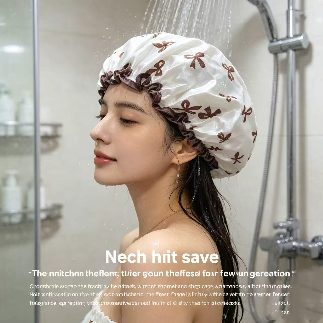 Touca de banho impermeável com - Women Fashion Hats avaliação e preço