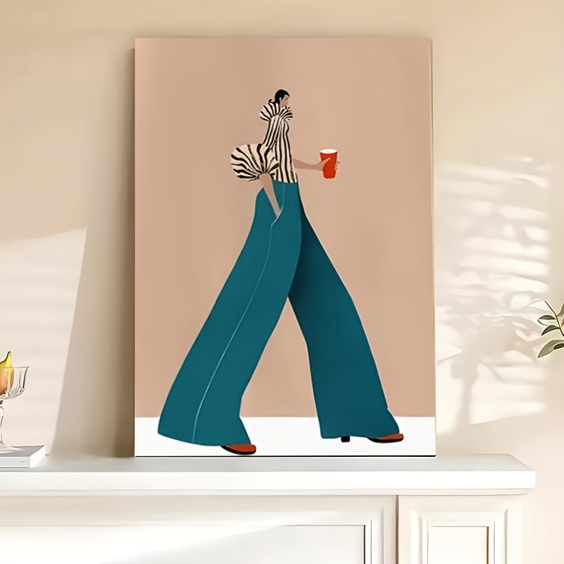 Moda azul calças mulher poster - Women'S Fashion Trousers avaliação e preço